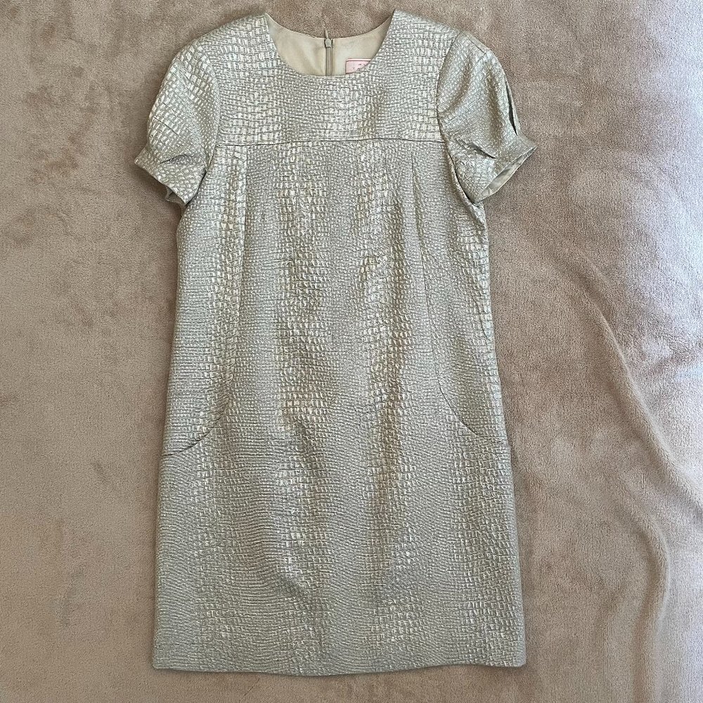 Wedding Perfect Pink Tartan Metallic Shift Dress